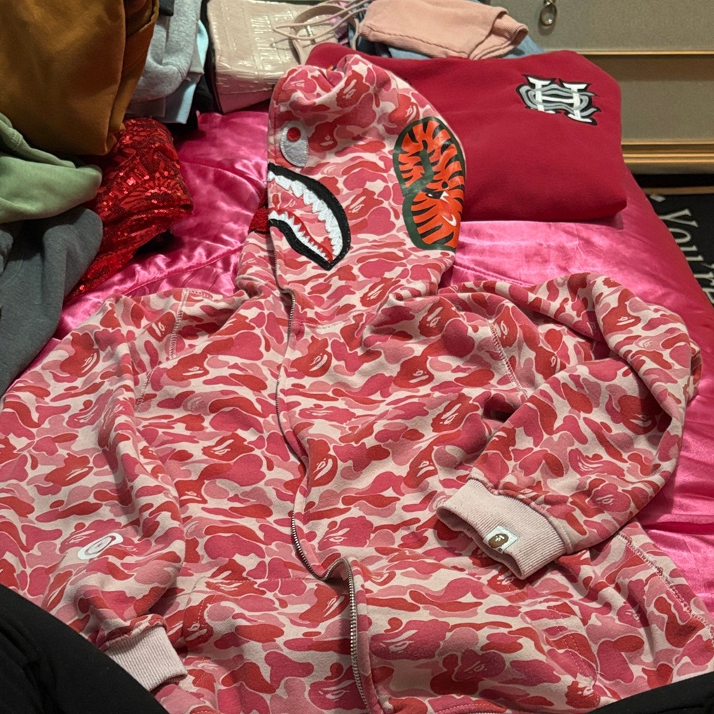 BAPE Red Camo Shark Hoodie